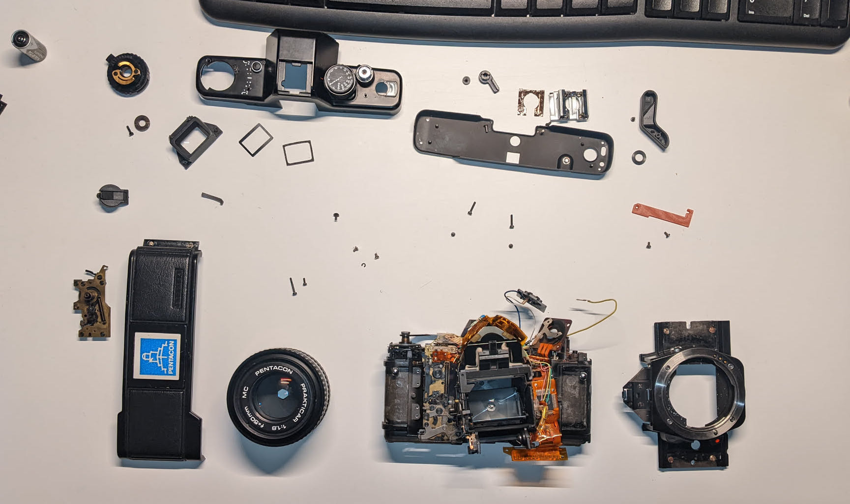 disassembled camera